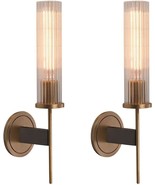 BOKT Modern Wall Sconce Mid-Century Clear with Crystal Cylindrical Lamps... - £53.68 GBP