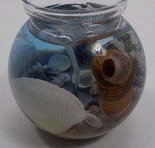 Royal Hawaiian Perfumes Gel Candle Clear Blue Globe Shells &amp; Sand Beach New Open - £7.84 GBP