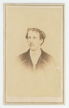 Antique CDV Circa 1860s  Handsome Rugged Man With Mustache Burgess Troy, NY - £9.71 GBP
