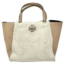 Tory Burch McGraw Shearling and Leather Carryall Handbag Tan - $170.99