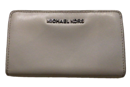 Michael Kors Wallet Gray Soft Leather Snap Zipper ID Window EUC 920A - £25.84 GBP