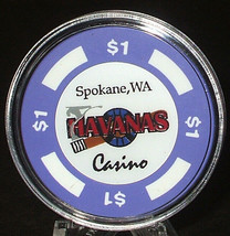 (1) $1. Havanas CASINO Chip -Spokane,Washington- Card Room -1998 - Hard ... - £14.30 GBP