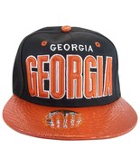 Georgia Men&#39;s Adjustable Snapback Baseball Cap Hat Black/Red Textured Bill - £11.95 GBP