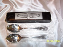 Wallace Heritage BRIDGEWATER Japan Stainless 2pc Large Serving Spoon Set - £12.91 GBP