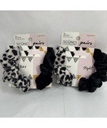 (2) Scunci Pairs 2 pcs Scrunchies Day Night Velvet Plush Black Leopard H... - $10.95 CAD