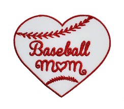 Baseball Mom Baseball Heart Embroidered Applique Iron/Sew On Patch Sports Play b - £4.21 GBP