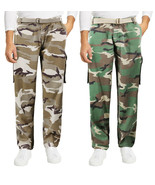 Men&#39;s Casual Belted Army Camo Trousers Camouflage Tactical Utility Cargo... - £24.27 GBP+