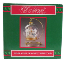 House Of Lloyd Three Kings Christmas Ornament Nativity Glass w Stand 1994 Decor - £7.91 GBP