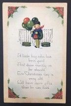Antique Christmas PC w/ Poem about Little Boy with Balloons 1923 with Stamp - £10.22 GBP