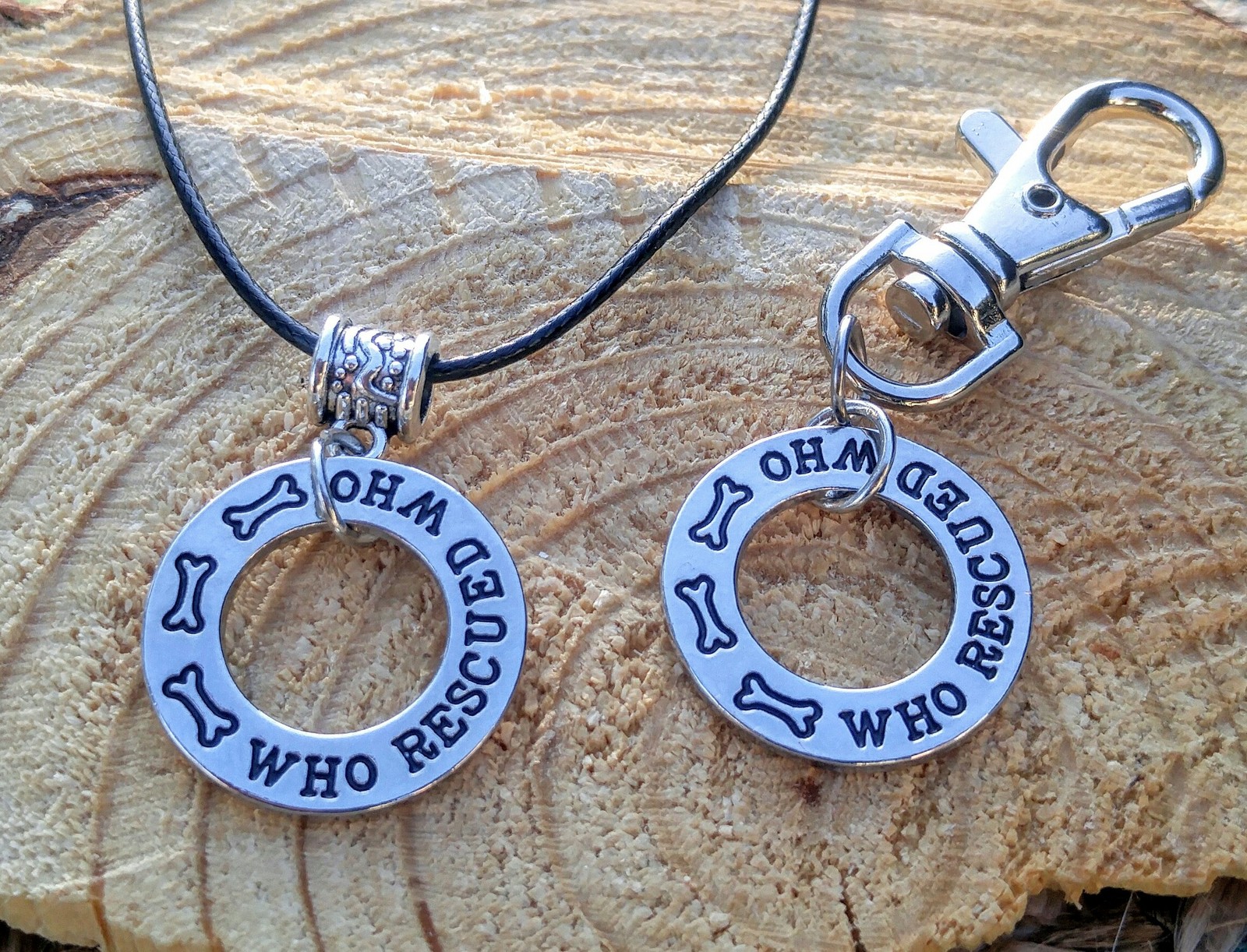Who Rescued Who Necklace & Dog Tag
