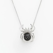 1/10CT Simulated Diamond Spider Pendant Necklace 14K White Gold Over 18&quot; Chain - £59.78 GBP