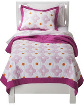 Circo Pink Flower Dot Girl Quilt Sham Bed Set-Full/Queen-Twin-Pink White Cotton - £35.49 GBP+