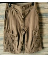 $188 ~ DA-NANG high waist tied dark Khaki Silk Blend BERMUDA CARGO Shorts-S - $89.00