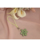 Paper Quill handcrafted neon green flower cell phone charm  - £7.89 GBP
