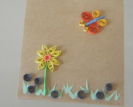 Gift Bag with Handcrafted Paper Quilled Butterfly and Flower New - £8.00 GBP