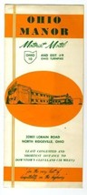 Ohio Manor Motorist Motel Brochure 1950&#39;s Cleveland Ohio  - £10.90 GBP