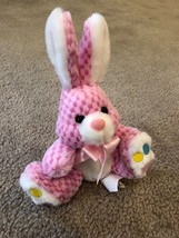 Chrisha Playful Plush Pink Textured Pastel Plush Bunny Rabbit Animal Lovey - £8.20 GBP