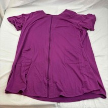 Dreams &amp; Co Woman&#39;s Tunic Purple Short Sleeve V-Neck 5X - £15.87 GBP