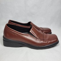 Women&#39;s Brown Ecco Light Size 40 Leather shoes Slip on Loafers USA size 9 - £23.67 GBP