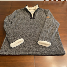 Orvis Men&#39;s 1/4 Zipper Pullover Sweater Gray Heathered Mock Neck Fleece Lined L - £19.97 GBP