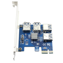 4 Ports Pcie Riser Adapter Board Pci-E 1X To 4 Usb 3.0 Pci-E Rabbet Gpu New - $39.99
