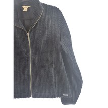 Woolrich Full Zip Long Sleeve Top L Womens Black Velvet Soft Mock Neck Pockets - £16.05 GBP