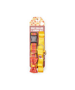 NEW Posh Paws Bowtie Dog Collar &amp; Leash Set sz L golden yellow &amp; red pla... - £8.62 GBP