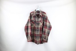 Vtg 90s Dickies Mens XL Distressed Spell Out Heavyweight Flannel Button Shirt - £35.00 GBP