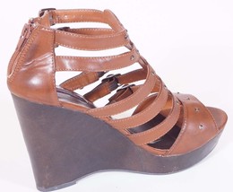 Material Girl Toro Womens Brown Open Toe Platform Wedges Sandals Shoes 9.5 M - £17.27 GBP