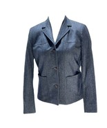 Michael Kors Petite Womens Wool-Cotton Blend Blazer Jacket Blue Size 4P ... - $684.05 MXN