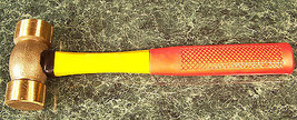2-1/2 Pound Solid Brass Hammer With Fiberglass Handle And Rubber Grip Big One Lb - £35.30 GBP