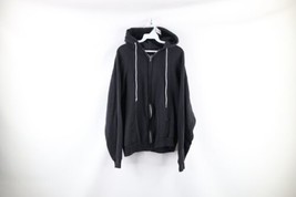 Vintage 80s Streetwear Mens XL Faded Blank Full Zip Hoodie Sweatshirt Black USA - £118.95 GBP