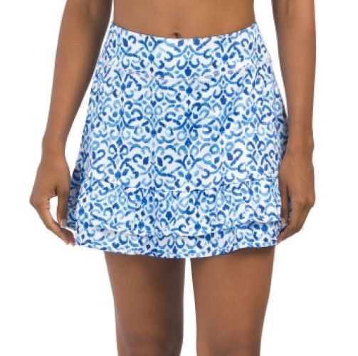 Primary image for NWT X by GOTTEX Santorini Blue Golf Tennis Pickleball Double Ruffle Skort S M L