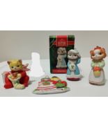 4 Cat Figurines Ornament Christmas Holiday Set Vintage Kitty Cucumber/Ha... - £18.97 GBP