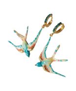 Delicate Swallow Bird Earrings Colorful Enamel Titanium Earrings Festive... - $17.71