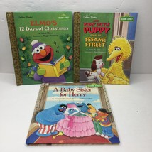 Lot 3 Little Golden Books Sesame Street Poky Puppy 12 Days Christmas Baby Sister - £23.48 GBP