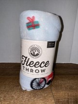 Birch Trail Jolly Santa Bike Christmas Blanket Holiday Fleece Throw 50&quot; ... - £7.81 GBP