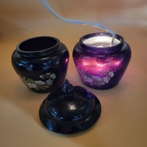 Vintage Avon Black Glass Amethyst Cherry Blossom Ginger Jar Lot of 2 - £9.05 GBP