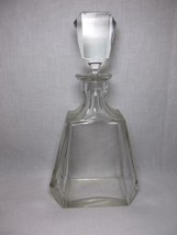 Thick Glass Decanter optic panel geometric Cut Pressed clear liquor vtg - $29.94