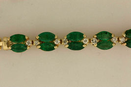 8 Ct Marquise Cut Emerald Diamond Women&#39;s Tennis Bracelet 14K Yellow Gold Finish - £138.09 GBP