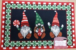 Printed Kitchen RUG(nonskid)(20&quot;x30&quot;)CHRISTMAS,3 Colorful Gnomes &amp;Sugar Canes,Bl - £17.12 GBP
