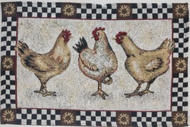 5pc Tapestry Set:4Placemats(13&quot;x19&quot;)&amp;Rug(20&quot;x30&quot;)3 ROOSTERS &amp;SUNFLOWERS ... - £19.73 GBP