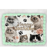 Cat Lover Happy Birthday Pet Kitten Themed  Edible Image Cake Topper -02l - $14.18+