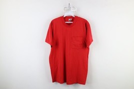 Vintage 90s Streetwear Mens Size Large Distressed Blank Pocket T-Shirt Red USA - £27.40 GBP