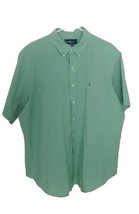 Ralph Lauren Shirt Mens XXL Green Custom Fit Gingham Button Down Short Sleeve - £13.80 GBP