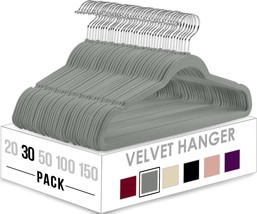 Utopia Home Velvet Hangers 30 Pack - Non-Slip Clothes - Grey - £19.44 GBP
