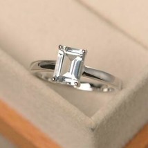 925 Sterling silver 5.50Ct White topaz engagement bezel setting Ring Size 14 - £72.99 GBP