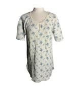 Circa 2000 Waffle Knit Nightgown Sleep Shirt M White Floral Short Sleeve... - £18.25 GBP