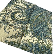 Pottery Barn Blue Peacock Feather Paisley 24x24 Reversible Throw Pillow Cover - $24.49