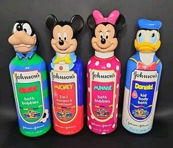 Disney Johnson&#39;s Soaky Bubble Bath Bottles Mickey Minnie Donald Goofy EM... - $60.53